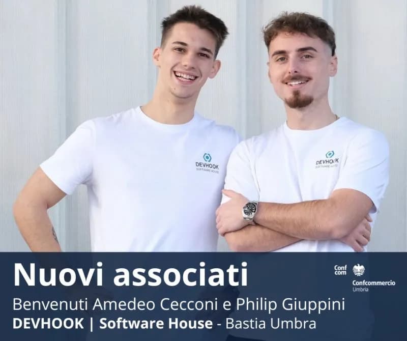 Confcommercio Umbria dà il benvenuto ad Amedeo Cecconi e Philip Giuppini, Devhook, come nuovi soci