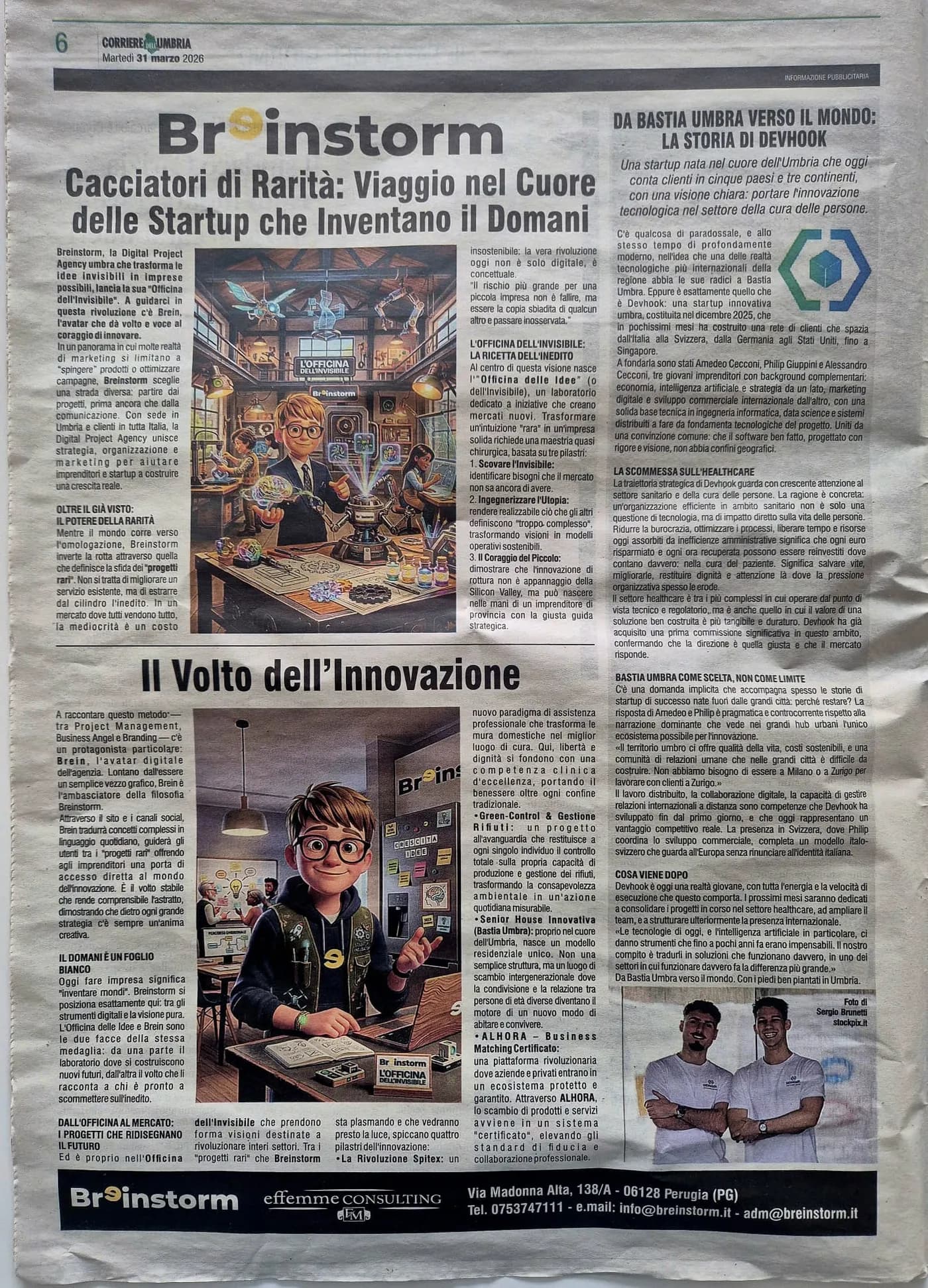 Die ganze Seite des Corriere dell'Umbria, 31. März 2026